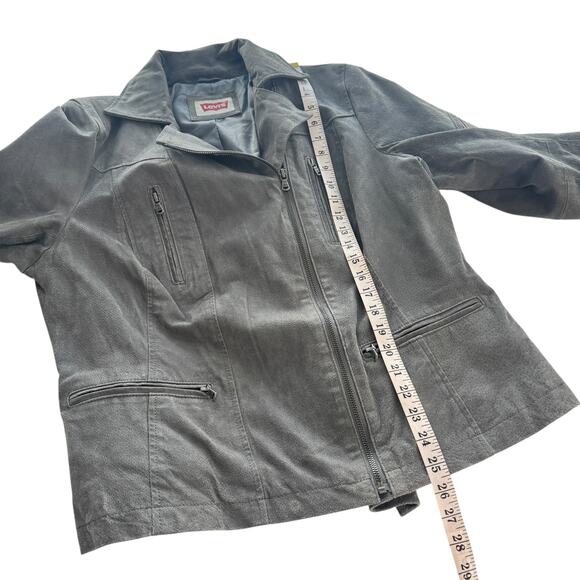 Levi’s Brushed Suede 100% Leather Moto Jacket Grey Women’s Plus Size 1X Biker - Picture 14 of 14